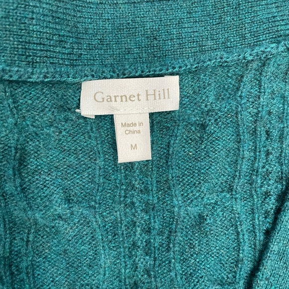 Cashmere. Garnet Hill Deep Teal Cardigan Sweater - Picture 3 of 7